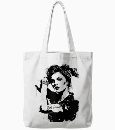 Pin Up Für Rockabilly Damen Damen Rockabilly Girl Power T-Shirt Weiß Xs Tote Bags - White