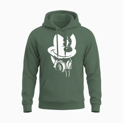 Disney - Mickey Mouse Headphones Unisex Hoodie - Military Green