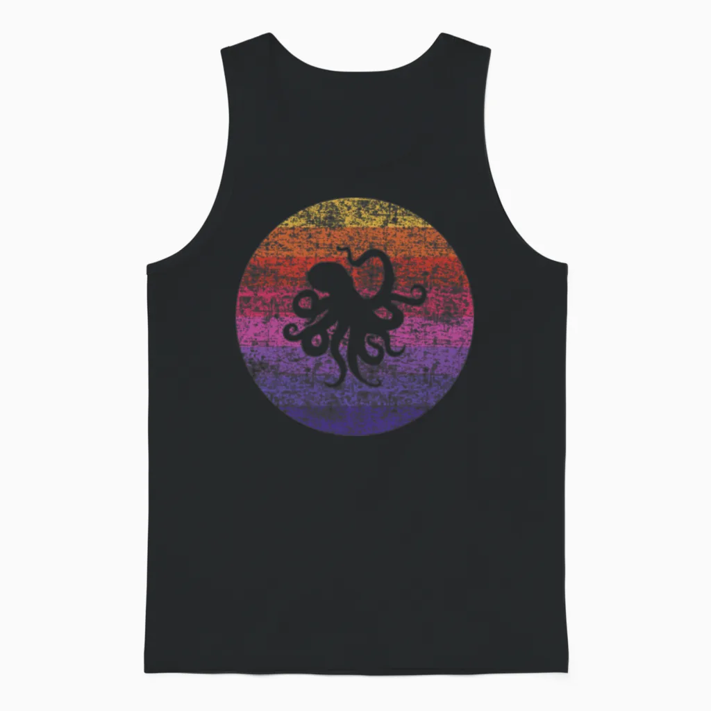 Octopus Retro Unisex Tank Top in Black