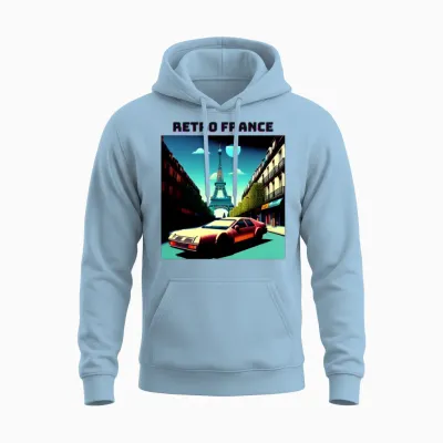 Retro France Unisex Hoodie - Light Blue