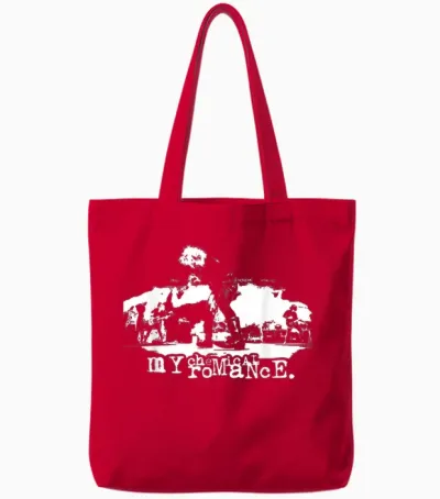 My Chemical Romance Live T-Shirt, Black Tote Bags - Red