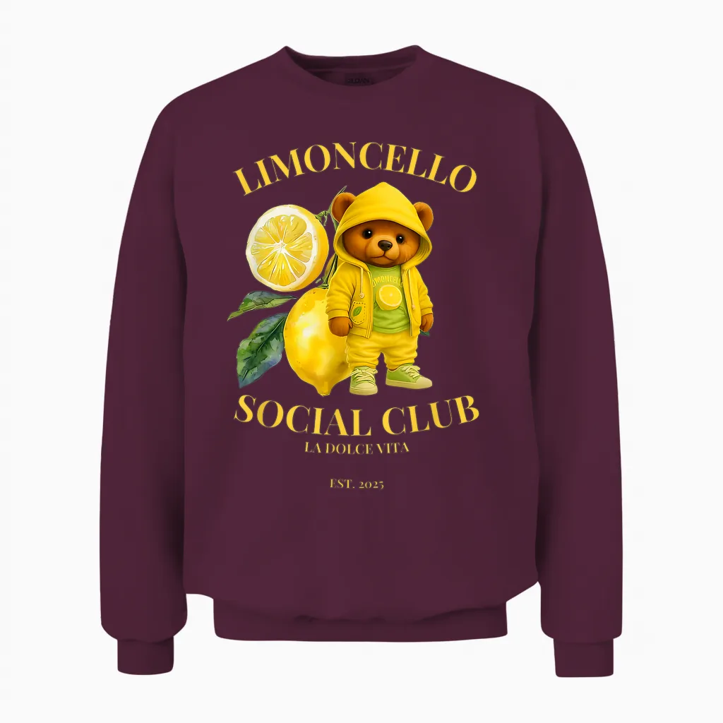 Limoncello Social Club La Dolce Vita Unisex Sweatshirt in Maroon