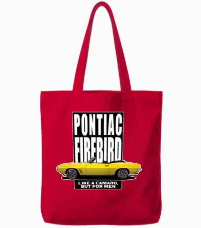 1969 Pontiac Firebird. Like a Camaro, but for Men. Tote Bags - Red