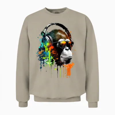 Dj Monkey Affen Mit Sonnenbrille Unisex Sweatshirt - Sand