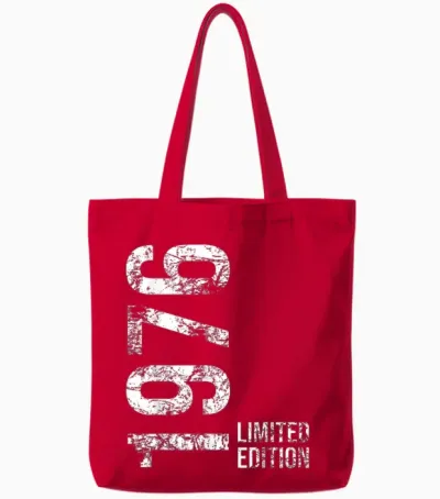 47th Birthday Man Woman 47 Years 1976 Gift T-Shirt, Black Tote Bags - Red