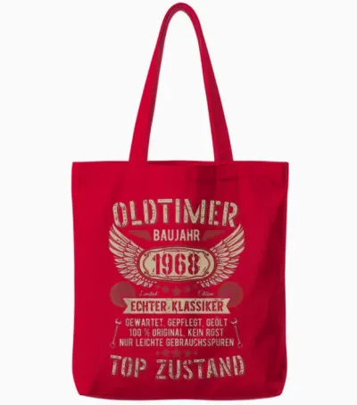 Oldtimer Baujahr 1968 Geboren Vintage Birthday Retro Tote Bags - Red
