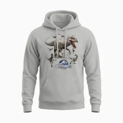 Jurassic World Indominus Rex Raptor Run T-Shirt Small Unisex Hoodie - Ash