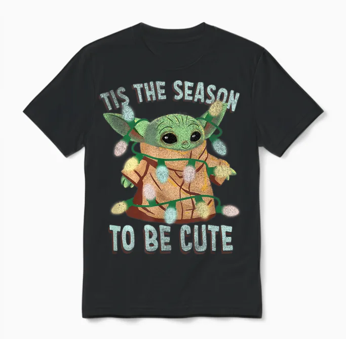 Star Wars: the Mandalorian Christmas Grogu Tis the Season Unisex T-Shirt in Black