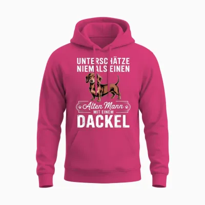 Unterschätze Niemals Einen Alten Mann Mit Einem Dackel Unisex Hoodie - Heliconia