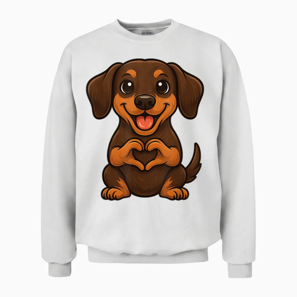 Dackel Mit Herz | Süßer Dackel Mit Herzsymbol Unisex Sweatshirt in White