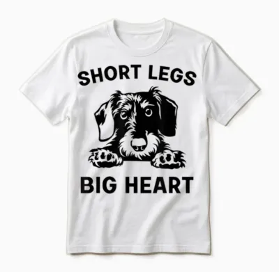 Funny Dachshund Hard Haired Short Legs Big Heart Unisex T-Shirt - White