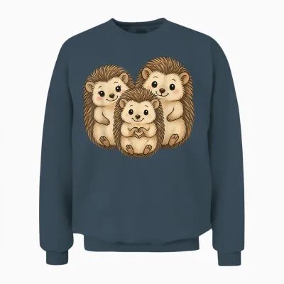 Igel Mit Herz Und Familie | Süßer Igel Mit Mama & Papa Unisex Sweatshirt - Dark Heather