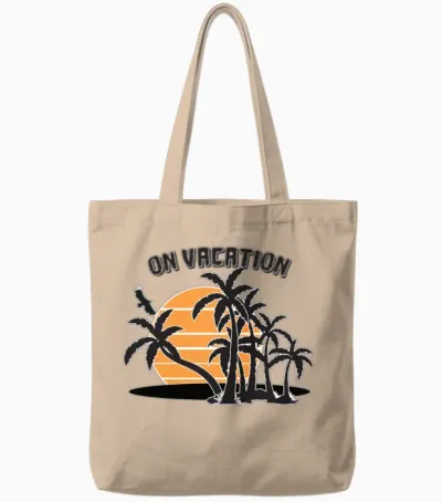 On Vacation Tshirt Design Summer Tote Bags - Natural