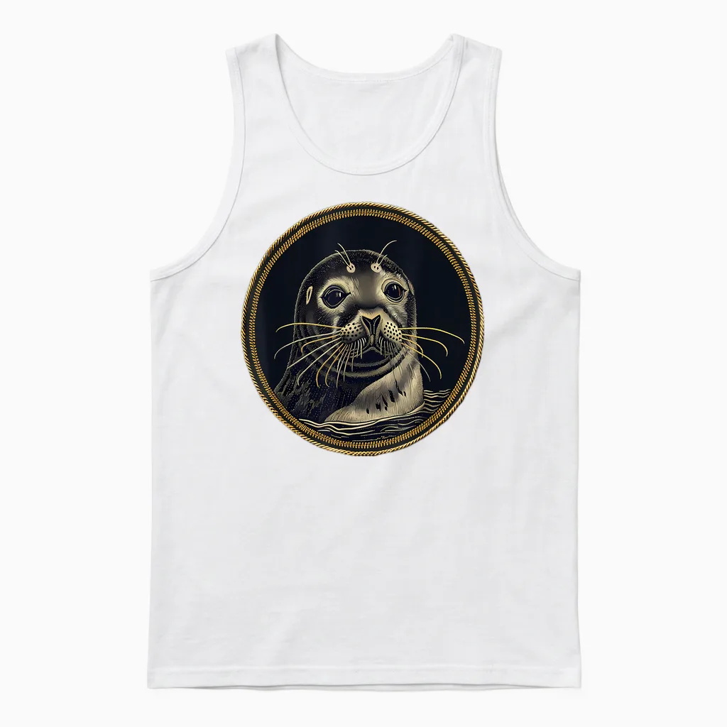 Seehund Säugetier Motiv Robbenliebhaber Ozean Meerestier Unisex Tank Top in White
