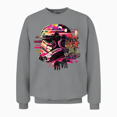 Star Wars May the 4th Be with You Stormtrooper & At-At Vivid Unisex Sweatshirt - Sport Grey