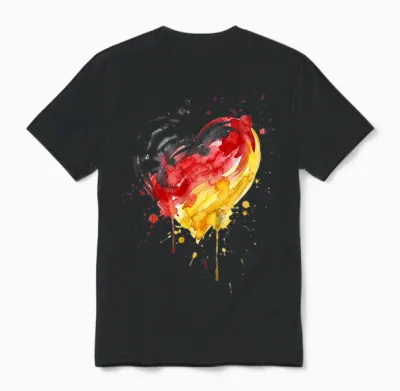 Deutschland Herz Mit Der Deutschen Flagge Germany Unisex T-Shirt - Black