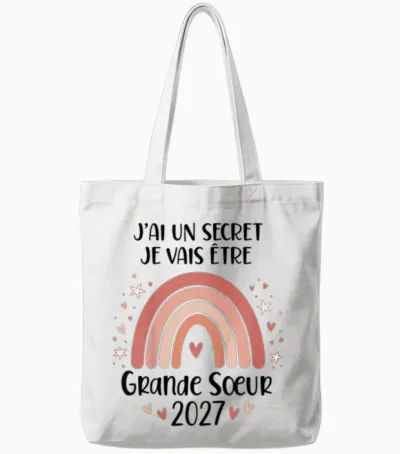 Enfant Future Grande Soeur 2027 Je Vais Etre Grande Soeur Tote Bags - White
