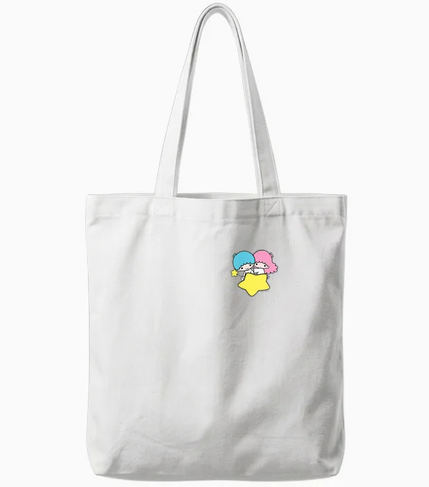 Little Twin Stars Dream Galaxy Pocket Tote Bags in White