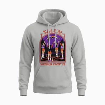 Salem Summer Camp Witch Sarcastic Retro Funny Adult Humour Unisex Hoodie - Ash
