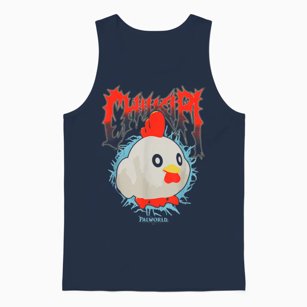 Palworld Chikipi Heavy Metal Character Portrait Video Game Unisex Tank Top in Navy