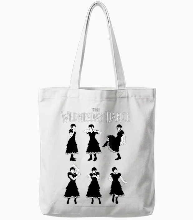 Wednesday the Wednesday Dance Moves Tutorial Tote Bags in White