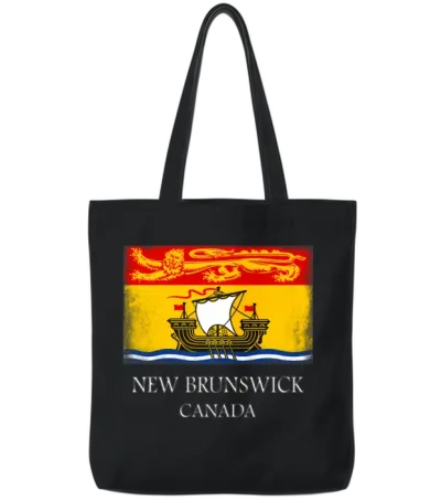 New Brunswick Canada Provincial Flag Canada Day Tote Bags - Black