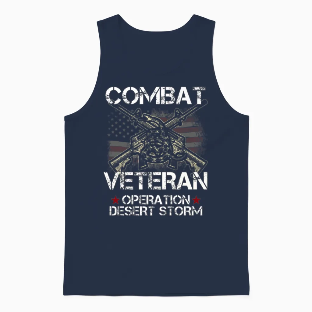 Combat Veteran Desert Storm Military Unisex Tank Top in Navy
