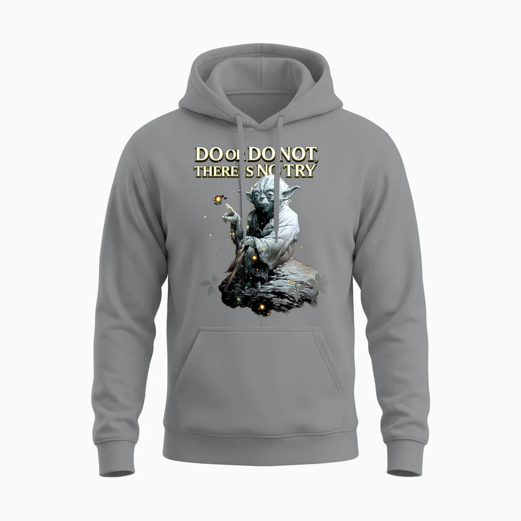 Star Wars Classic Do or Do Not There Is No Try Yoda Portrait Unisex Hoodie in Sport Grey