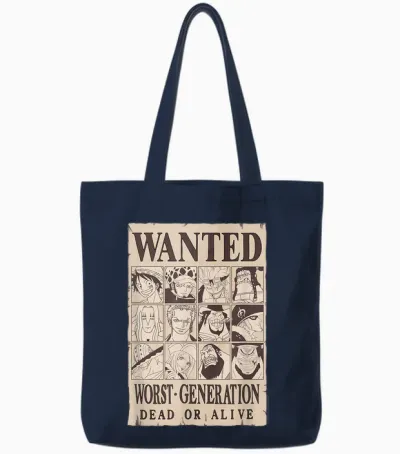 One Piece Anime Worst Generation Wanted Poster Collage Tote Bags - Navy