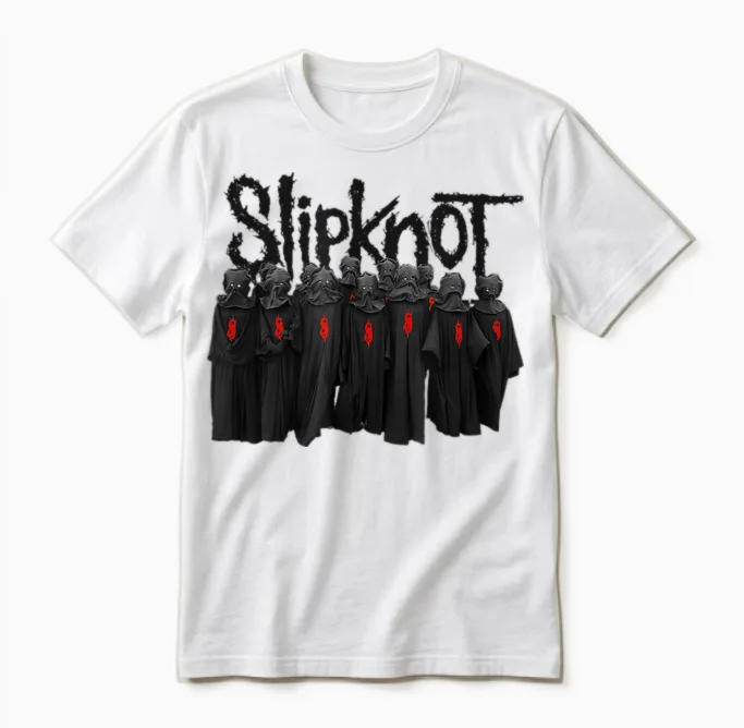 Slipknot Choir Symbol Music Band Back T-Shirt, Black, S Unisex T-Shirt in White