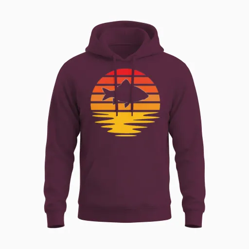 Fish Retro Unisex Hoodie - Maroon