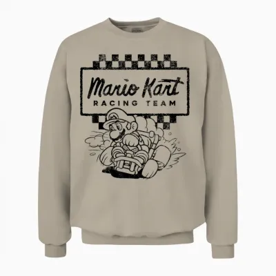 Mario Kart Racing Team Outlined Mario Drift Graphic Unisex Sweatshirt - Sand