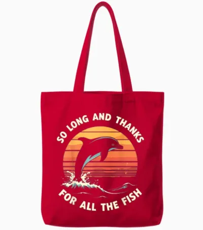 So Long and Thanks for All the Fish Tote Bags - Red