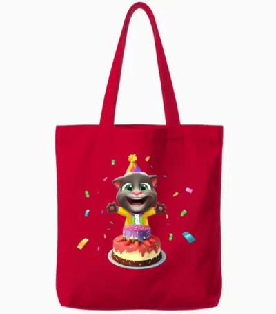 Talking Tom Birthday Cake Tote Bags - Red