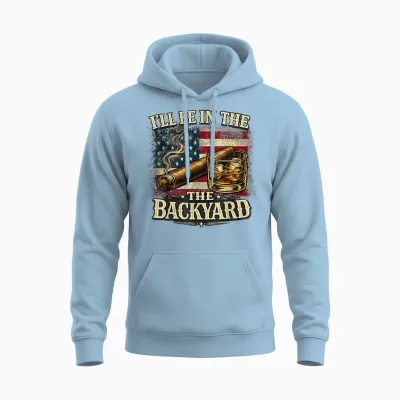 I'll Be in the Backyard Cigar and Bourbon Vintage Usa Unisex Hoodie - Light Blue