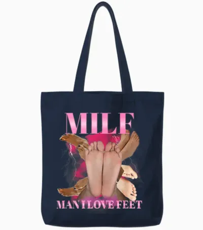 Milf Man I Love Feet Lustig Sexy Unangemessen Dirty Adult Tote Bags - Navy