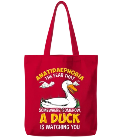 Duck Ducks Funny Anatidaephobia Fear Gift Tote Bags - Red