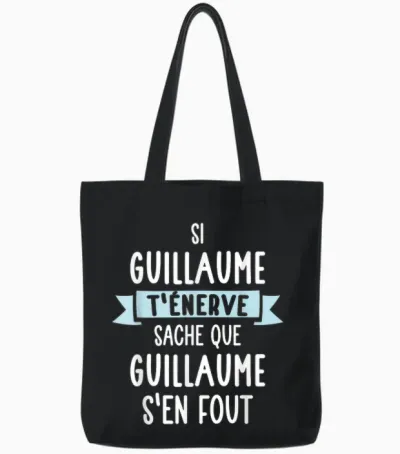 Gift Man Humour Name Personalised Guillaume T-Shirt, Black, S Tote Bags - Black