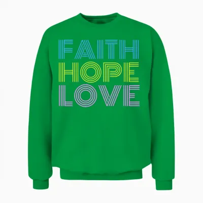 Faith Hope Love Retro Unisex Sweatshirt - Irish Green
