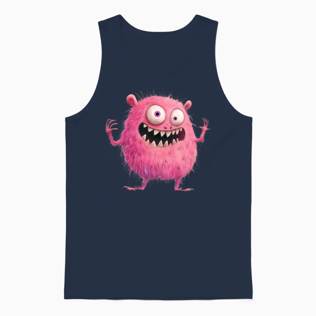 Funny Monster Unisex Tank Top in Navy