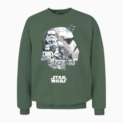Kids Star Wars Stormtrooper Montage Unisex Sweatshirt - Military Green