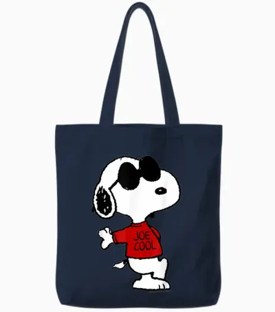 Peanuts Snoopy Joe Cool Old School Comic Geek 80er 90er Retro Tote Bags - Navy