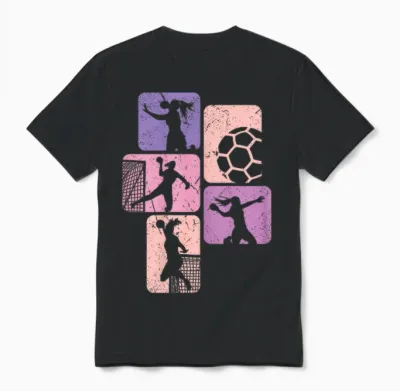 Handball Retro Handball Player Girls T-Shirt, Black Unisex T-Shirt - Black