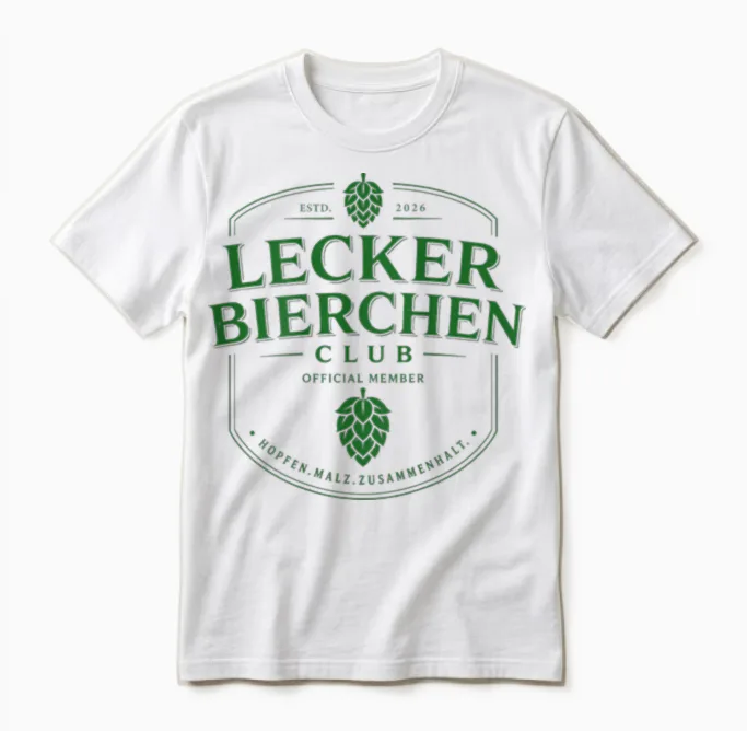 Lecker Bierchen Club (backprint) Unisex T-Shirt in White