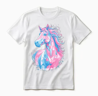 Sweet Horse Design - Colorful Horse Silhouette Unisex T-Shirt - White
