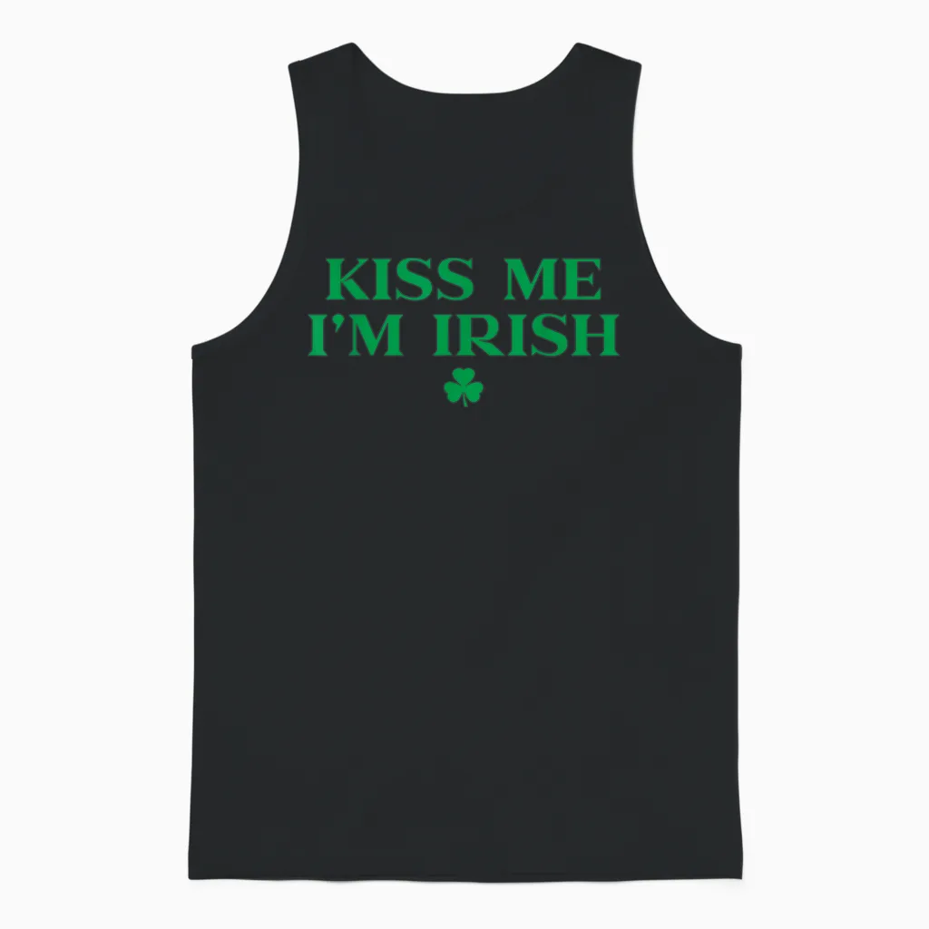 Kiss Me Im Irish Shirt for Men Women, Funny St Patricks Day Unisex Tank Top in Black