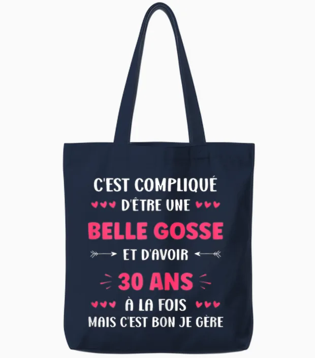 Belle Gosse Birthday 30 Years Funny Woman 30 Years T-Shirt, Black, Female X-Small Tote Bags in Navy