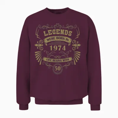 50th Birthday Vintage 1974 Vintage Western Unisex Sweatshirt - Maroon