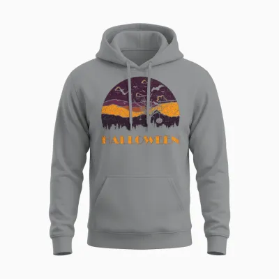 Halloween Distressed Retro Design Unisex Hoodie - Sport Grey
