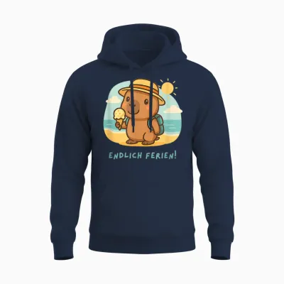 Endlich Ferien! Lustiges Geschenk Schulferien Urlaub Kinder Unisex Hoodie - Navy